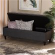 Baxton Studio Brette Tufted Fabric and Wood Storage Ottoman in Dark Brown