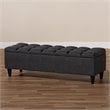Baxton Studio Brette Tufted Fabric and Wood Storage Ottoman in Dark Brown