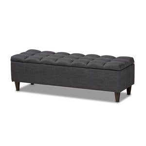 Baxton Studio Brette Tufted Fabric and Wood Storage Ottoman in Dark Brown