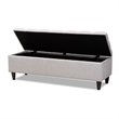 Baxton Studio Brett Tufted Fabric and Wood Storage Ottoman in Gray Beige