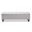 Baxton Studio Brett Tufted Fabric and Wood Storage Ottoman in Gray Beige