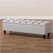 Baxton Studio Brett Tufted Fabric and Wood Storage Ottoman in Gray Beige