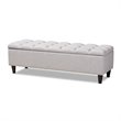 Baxton Studio Brett Tufted Fabric and Wood Storage Ottoman in Gray Beige