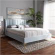 Baxton Studio Saverio Modern Velvet Upholstered Queen Platform Bed in Light Blue