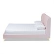 Baxton Studio Saverio Modern Velvet Upholstered Queen Platform Bed in Light Pink