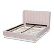 Baxton Studio Saverio Modern Velvet Upholstered Queen Platform Bed in Light Pink
