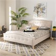 Baxton Studio Felisa Upholstered Wood King Platform Bed in Beige
