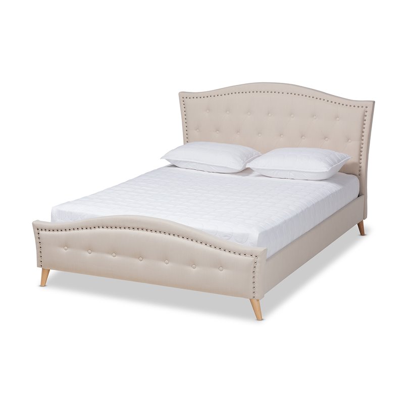 Baxton Studio Felisa Upholstered Wood King Platform Bed in Beige