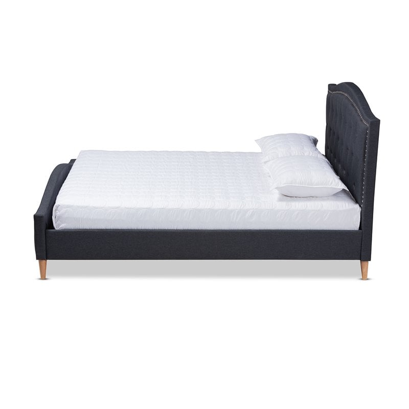 Baxton Studio Felisa Upholstered Wood King Platform Bed in Charcoal Gray