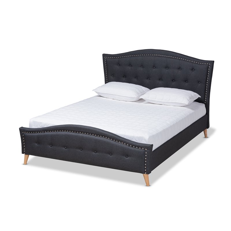Baxton Studio Felisa Upholstered Wood King Platform Bed in Charcoal Gray