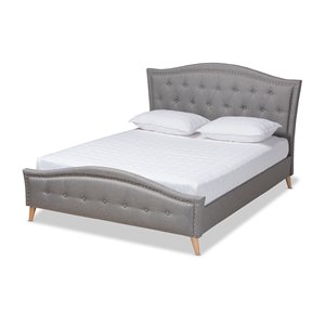 baxton studio felisa upholstered wood queen platform bed in gray