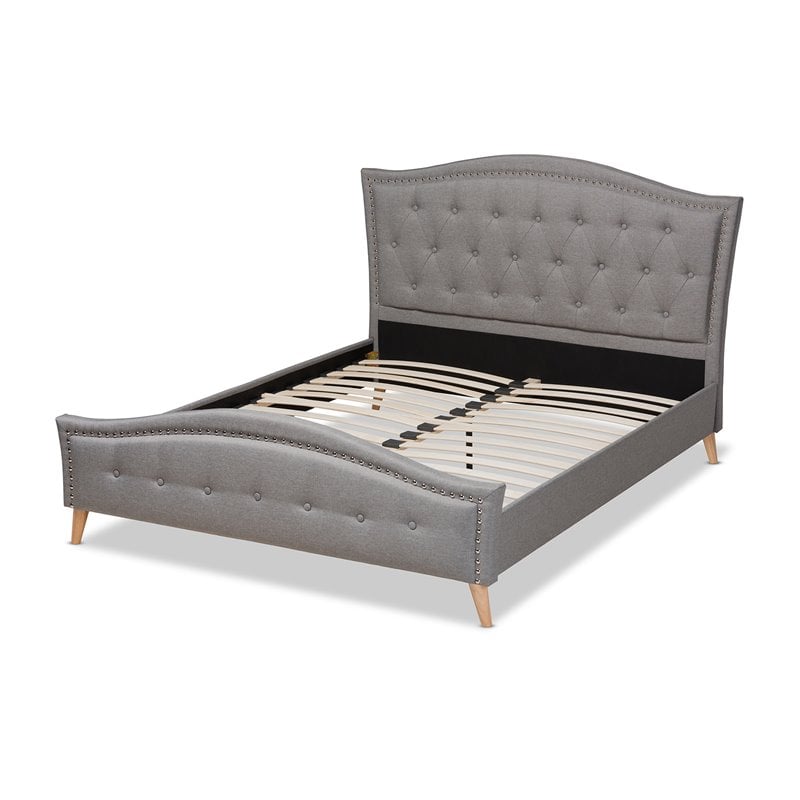 Baxton Studio Felisa Upholstered Wood King Platform Bed in Gray