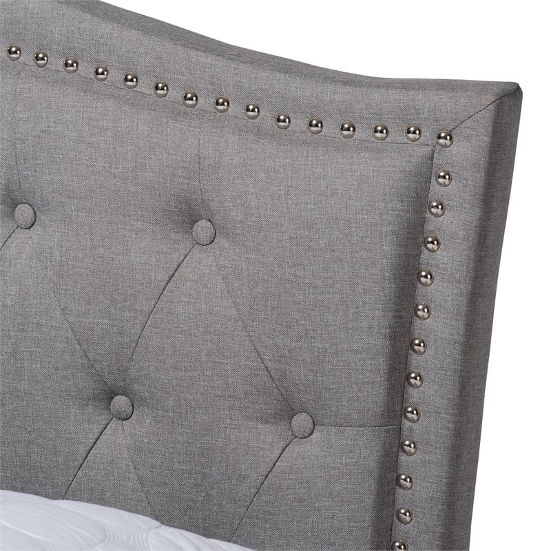 Baxton Studio Felisa Upholstered Wood King Platform Bed in Gray