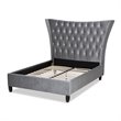 Baxton Studio Viola Modern Velvet Upholstered Queen Platform Bed in Gray