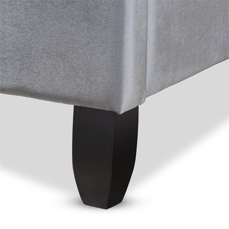 Baxton Studio Viola Modern Velvet Upholstered Queen Platform Bed in Gray