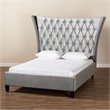 Baxton Studio Viola Modern Velvet Upholstered Queen Platform Bed in Gray