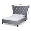 Baxton Studio Viola Modern Velvet Upholstered Queen Platform Bed in Gray