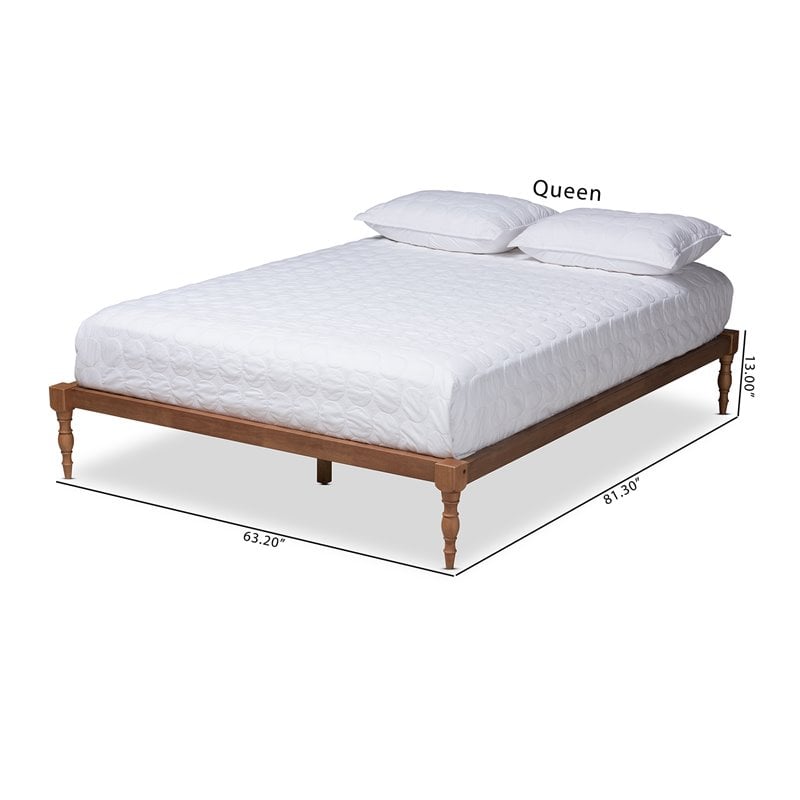 Baxton Studio Iseline Contemporary Wood Queen Platform Bed in Walnut Brown