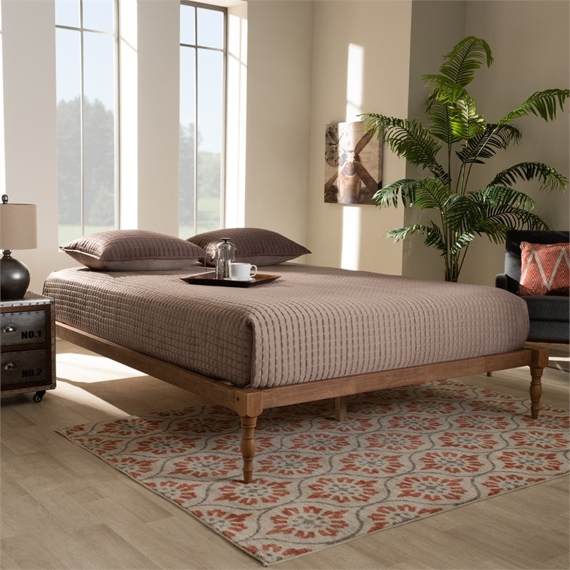 Baxton Studio Iseline Contemporary Wood King Platform Bed in Walnut Brown