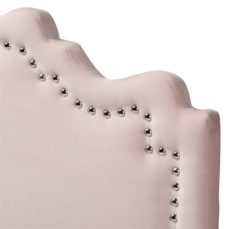 Baxton Studio Nadeen Contemporary Velvet Twin Headboard in Light Pink