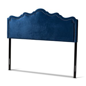 baxton studio nadeen contemporary velvet queen headboard in royal blue