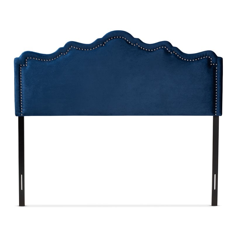 Baxton Studio Nadeen Contemporary Velvet King Headboard in Royal Blue
