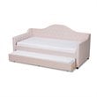 Baxton Studio Perry Velvet Upholstered Twin Daybed with Trundle in Pink