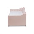 Baxton Studio Perry Velvet Upholstered Twin Daybed with Trundle in Pink