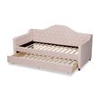 Baxton Studio Perry Velvet Upholstered Twin Daybed with Trundle in Pink