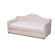Baxton Studio Perry Velvet Upholstered Twin Daybed with Trundle in Pink