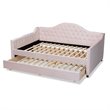 Baxton Studio Perry Velvet Upholstered Full Daybed with Trundle in Pink