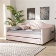 Baxton Studio Perry Velvet Upholstered Full Daybed with Trundle in Pink