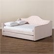 Baxton Studio Perry Velvet Upholstered Full Daybed with Trundle in Pink