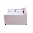 Baxton Studio Perry Velvet Upholstered Queen Daybed with Trundle in Pink