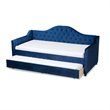 Baxton Studio Perry Contemporary Tufted Velvet Twin Daybed with Trundle in Blue