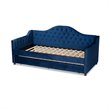 Baxton Studio Perry Contemporary Tufted Velvet Twin Daybed with Trundle in Blue