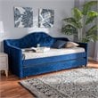 Baxton Studio Perry Contemporary Tufted Velvet Twin Daybed with Trundle in Blue