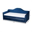 Baxton Studio Perry Contemporary Tufted Velvet Twin Daybed with Trundle in Blue