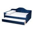 Baxton Studio Perry Velvet Upholstered Full Daybed with Trundle in Blue