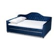 Baxton Studio Perry Velvet Upholstered Full Daybed with Trundle in Blue
