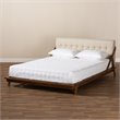 Baxton Studio Sante Mid-Century Wood and Fabric King Platform Bed - Light Beige