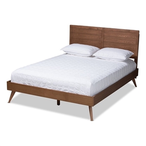 Baxton Studio Artemis Mid-Century Wood King Platform Bed in Walnut Brown