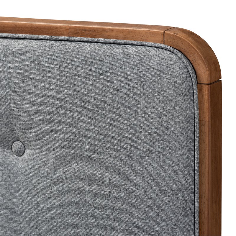 Baxton Studio Dilara Mid-Century Wood and Fabric Full Platform Bed in Dark Gray