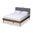 Baxton Studio Dilara Mid-Century Wood and Fabric Full Platform Bed in Dark Gray