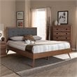 Baxton Studio Ines Mid-Century Wood and Fabric King Platform Bed in Dark Gray