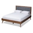 Baxton Studio Ines Mid-Century Wood and Fabric King Platform Bed in Dark Gray
