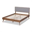 Baxton Studio Dilara Mid-Century Wood and Fabric Queen Platform Bed - Light Gray