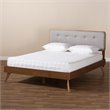 Baxton Studio Dilara Mid-Century Wood and Fabric Queen Platform Bed - Light Gray
