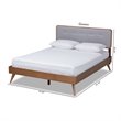 Baxton Studio Dilara Mid-Century Wood and Fabric Queen Platform Bed - Light Gray