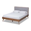 Baxton Studio Dilara Mid-Century Wood and Fabric Queen Platform Bed - Light Gray